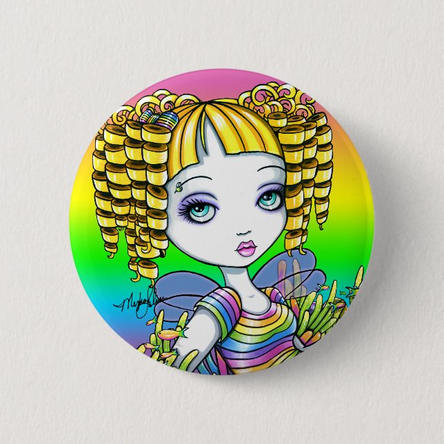 Botón de hadas del arte de la sirena del arco iris (Anverso)