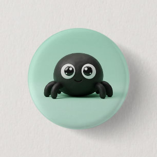 Botón de Halloween de Araña Negra Adorable