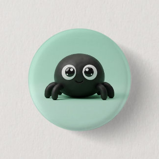 Botón de Halloween de Araña Negra Adorable