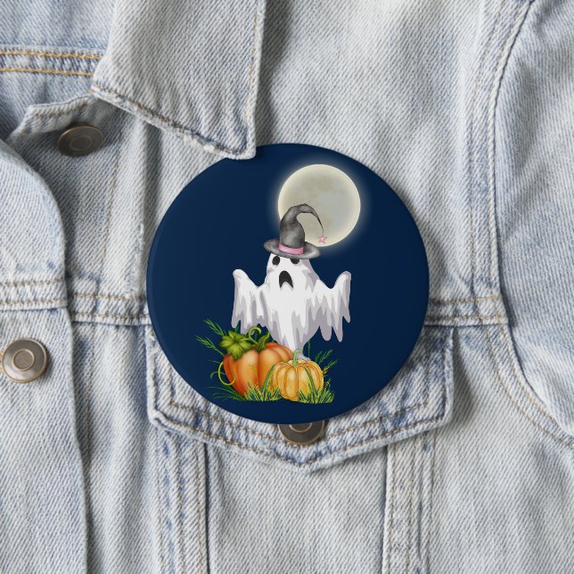 Botón de Halloween de Fantasma y Calabaza (In situ)