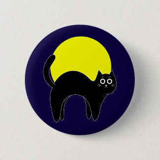 Botón de Halloween de Gato con Luna Llena