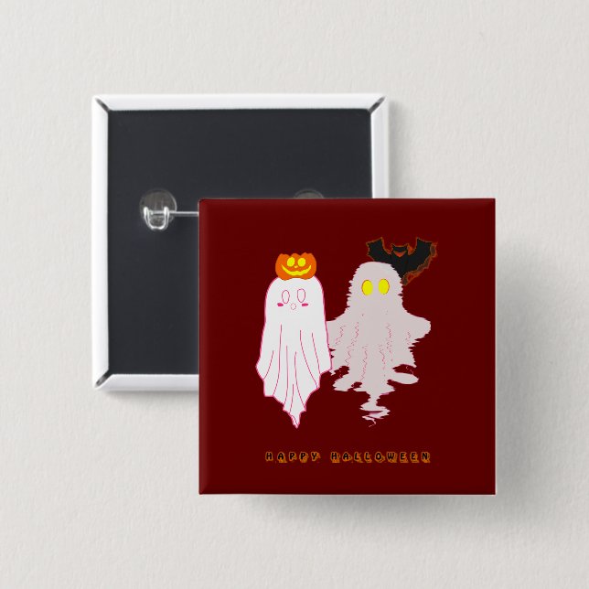 botón de Halloween de los fantasmas del bebé lindo (Anverso y reverso)