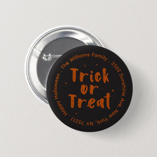 Botón de Halloween 'Truco o trato' (Anverso y reverso)