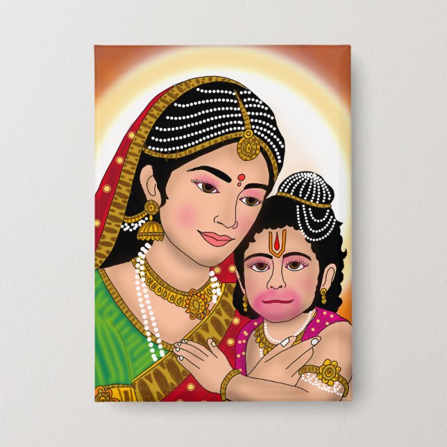Botón de Hanuman y Anjana Mata (Anverso)