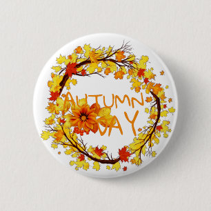 Botón de hojas del día de otoño