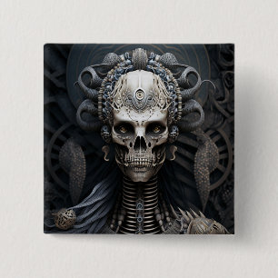 Botón de horror Skeleton Monster Skull