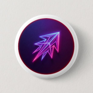 Botón de icono de cohete futurista con brillo de n