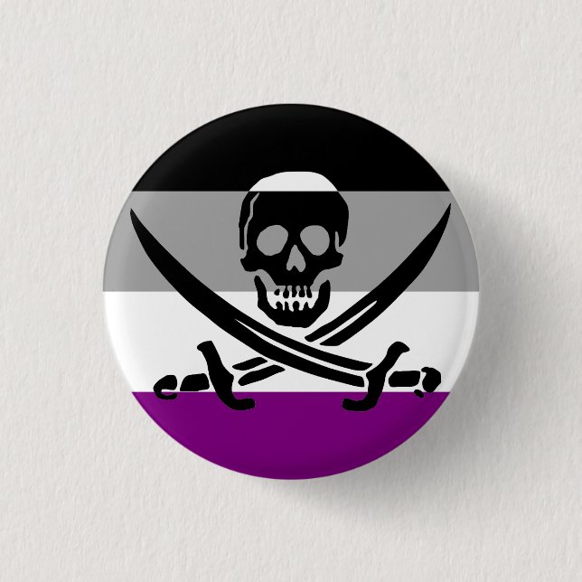 Botón de indicador de orgullo pirata asexual (Anverso)