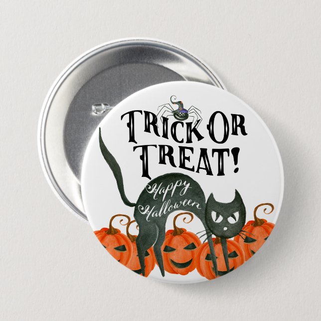 botón de insignia de araña de halloween feliz (Anverso y reverso)