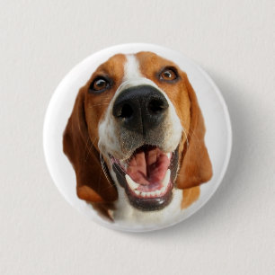 Botón de insignia de Beagle feliz