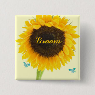 Botón de insignia de boda de girasol para fiesta d