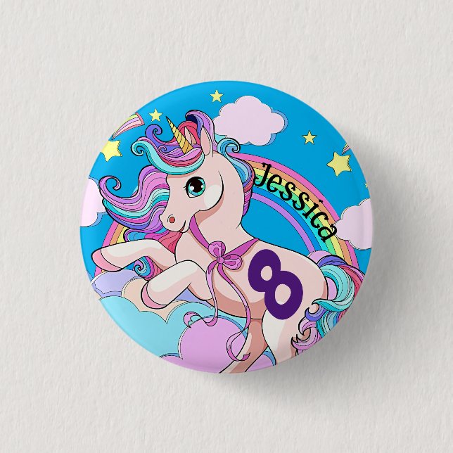botón de insignia de Fiesta de Unicornio mágico (Anverso)