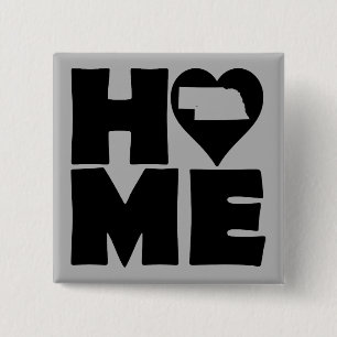 Botón de insignia de Nebraska Home Heart State