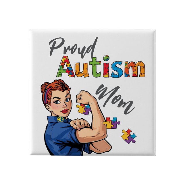 Botón de insignia de orgullo de madre autista (Proud autism mom button Pin Badge)