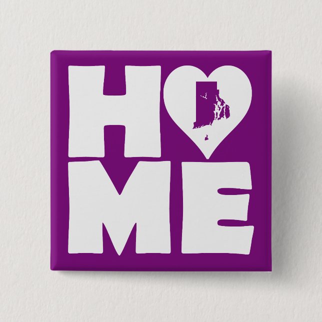 Botón de insignia de Rhode Island Home Heart State (Anverso)
