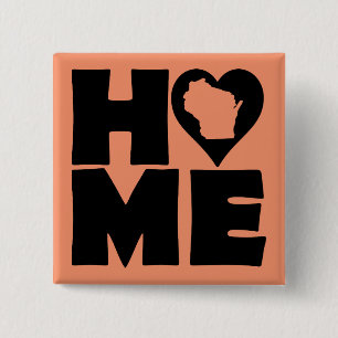 Botón de insignia de Wisconsin Home Heart State Pi
