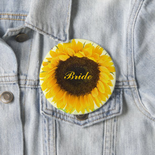 Botón de insignia del Boda de girasol para la fies
