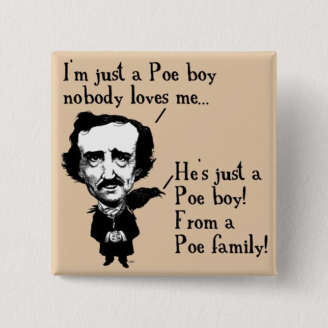 Botón de insignia divertida de niño Edgar Allan Po (Anverso)