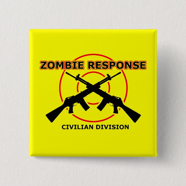 Botón de Insignia Divertida Respuesta a Zombies Hu (Anverso)