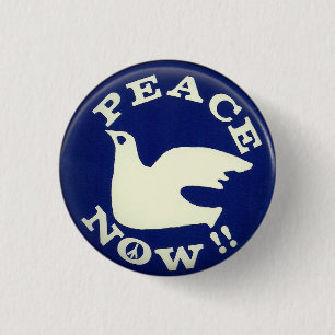 botón de insignia paz ahora anti nombre de guerra