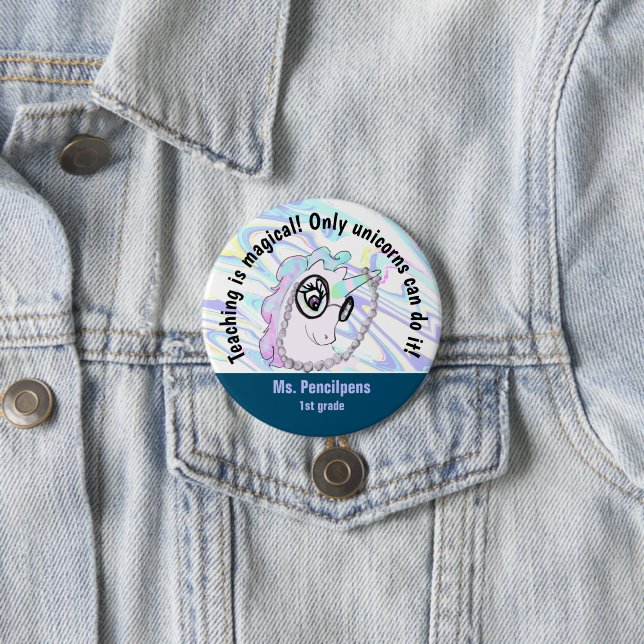 botón de instrucción Cute Geeky Unicorn (In situ)