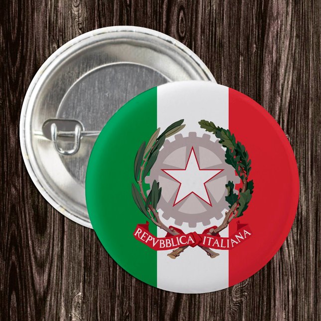 Botón de Italia, Bandera italiana patriótica, Embl (Subido por el creador)