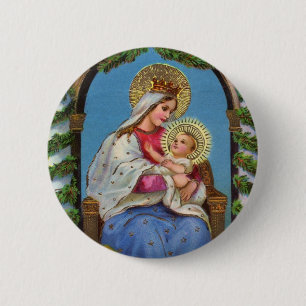 Botón de Jesús del bebé del Virgen María del