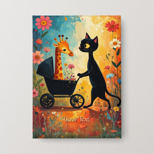 Botón de Jirafa de Gato Adorable (Anverso)