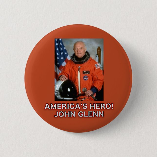 Botón de John Glenn del héroe de América (Anverso)