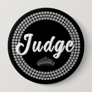 Botón de Juez de Concurso Negro y Plateado Glam Pi