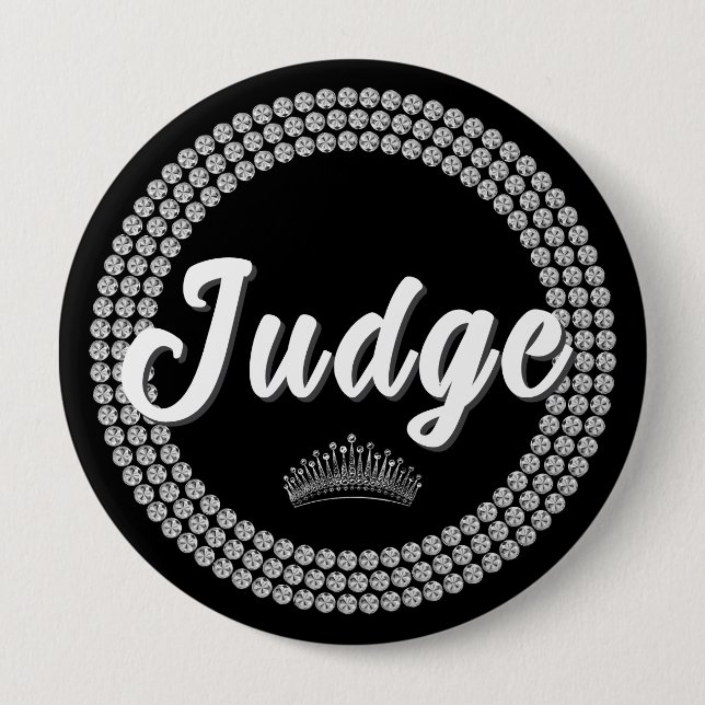 Botón de Juez de Concurso Negro y Plateado Glam Pi (Anverso)