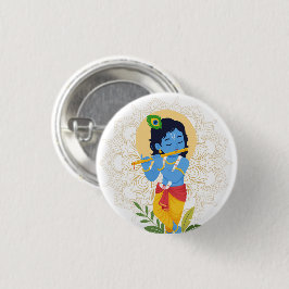 Botón de Krishna con flauta