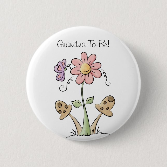 Botón de la abuela de la mariposa y de la flor (Anverso)