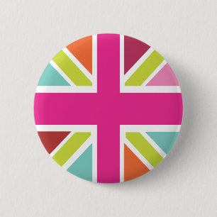 Botón de la bandera del multicolor de Reino Unido