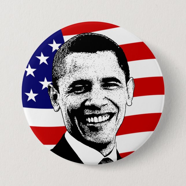 Botón de la bandera estadounidense de Obama (Anverso)