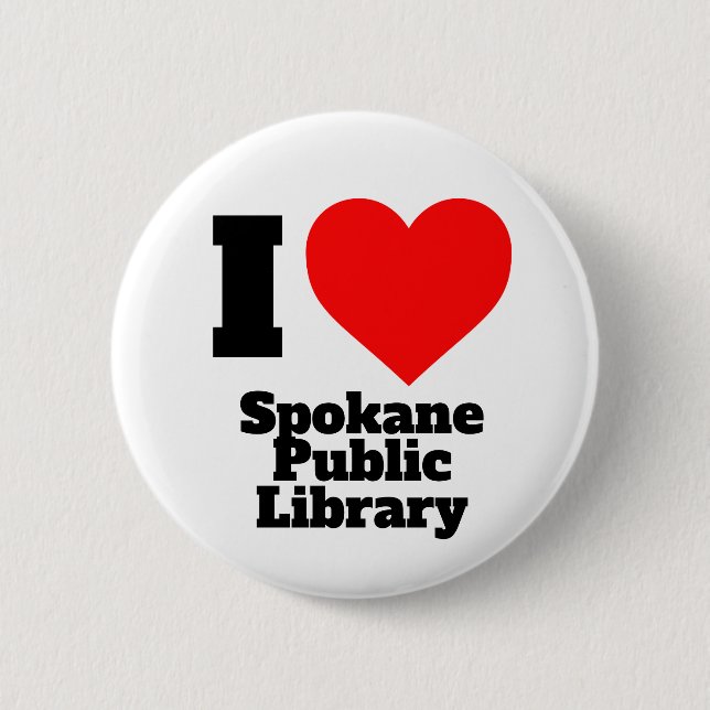 botón de la biblioteca pública de I Heart Spokane (Anverso)