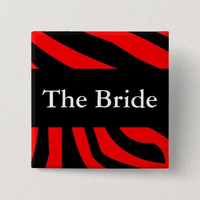 Botón de la boda de la cebra de la novia (Anverso)