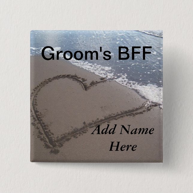 Botón de la boda de playa de los novios BFF (Anverso)