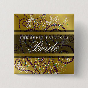 Botón de la boda del oro de los espirales de la