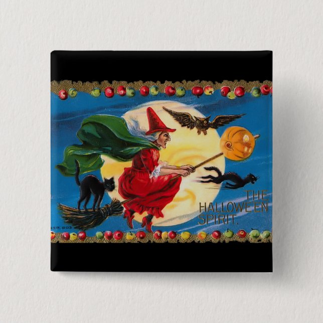 Botón de la bruja del alcohol de Halloween del (Anverso)