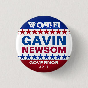 Botón de la campaña de Gavin Newsom