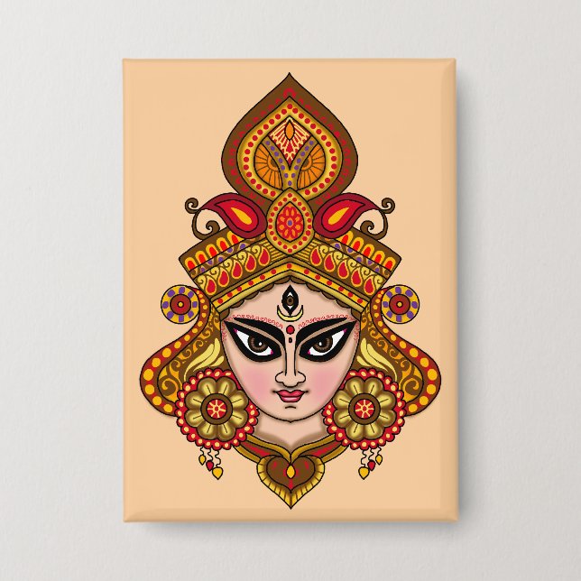 Botón de la cara de la diosa Durga (Anverso)
