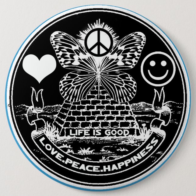 Botón de la FELICIDAD de la PAZ del AMOR (Anverso)