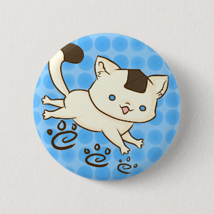 Botón de la fiesta del gato de Onigiri (azul)
