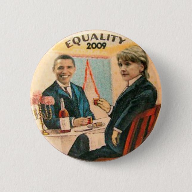 Botón de la igualdad 2009 de Obama y de Hillary (Anverso)