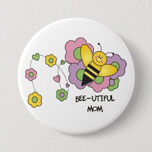 Botón de la mamá de la Abeja-utiful