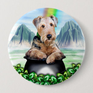 Botón de la mina de oro de Airedale Terrier