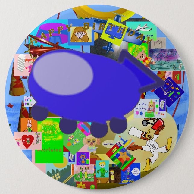 botón de la nave espacial Happy Birday Puppy (Anverso)