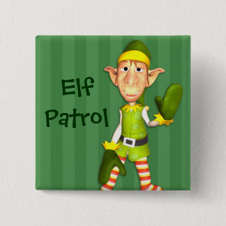 Botón de la patrulla del duende del navidad