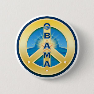 Botón de la paz de Obama Goldstar, redondo en